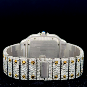 Reloj único de lujo con esfera romana, oro amarillo de dos tonos, diamantes de moissanita incrustados, movimiento automático, calidad premium. - Product Image 5