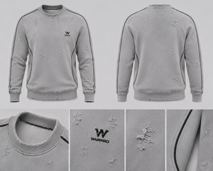 เสื้อสเวตเชิ้ตคอกลมสีเทาสำหรับผู้ชาย Warpro ทรงปกติ ผ้าถักเนื้อฝ้าย สวมใส่สบายๆ สำหรับฤดูใบไม้ร่วง - Product Image 5