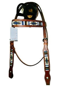 Cabecera de caballo occidental de alta calidad tallada a mano y cuero con cuentas Venta superior para montar a caballo - Product Image 5