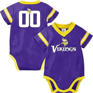 Minnesota Vikings Baby Jersey <b>Bodysuit</b> Purple Mesh Personalized Number 00 Sports Onesie Imported - Product Image 1