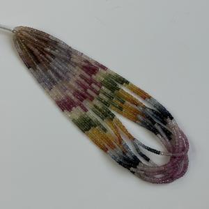 Cuentas facetadas de zafiro natural AAA, cuentas redondas de zafiro arcoíris, hilo de piedras preciosas para la fabricación de joyería, cuentas sueltas al por mayor. - Product Image 1