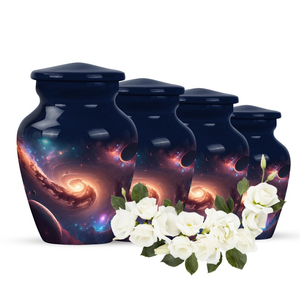 Urne funéraire en aluminium Galaxy pour cendres d'adultes, récipient commémoratif personnalisé, décoration commémorative - Product Image 4