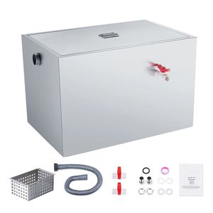 Trappola per Grasso in Acciaio Inox da 40 LBS per Cucine Commerciali, 10 GPM, con Ingresso Laterale per Lavello - Product Image 1