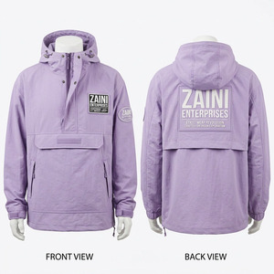 Chaqueta Cortavientos para Hombre, Carcasa de Nailon Premium de 120 GSM, Sudadera con Capucha y Logotipo Personalizado Serigrafiado en Color Lila Morado, Estilo Urbano - Product Image 1