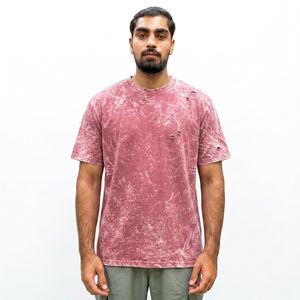 Camiseta de algodón con efecto tie-dye para hombre, cuello redondo, manga corta, corte regular, estilo casual, tejido de punto, estampada, estilo urbano. - Product Image 1