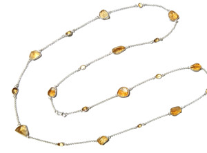 KGN SILVER JEWELLERY HOUSE Emerald Cut Natural Gemstone Long Snake Chain Bohemian Style Statement <b>Necklace</b> 925 Sterling Silver - Product Image 6