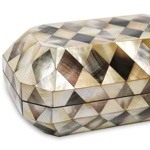 Latest mosaic shell inlay oval decorative storage <b>box</b> luxury handmade jewelry organizer modern home decor gift item - Product Image 1