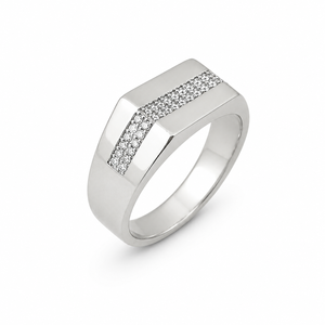 Bague pour homme en argent sterling 925 avec diamant, design géométrique à rayures, poli brillant, pour mariage, fête, usage quotidien, cadeau, bijou - Product Image 3