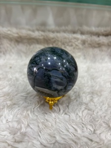 ลูกแก้วอาเกตลายลูกไม้สีครีมส้มและสีเทา พร้อมลวดลายเส้นโค้งที่ซับซ้อน ขัดเงาเป็นรูปทรงกลมและมีเอกลักษณ์เฉพาะตัว - Product Image 1