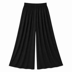 High <b>Waist</b> Wide Leg Pants <b>Elastic</b> <b>Waist</b> Full Length Solid Color Casual Women's <b>Trousers</b> Summer Loose Fit Crepe Fabric - Product Image 4