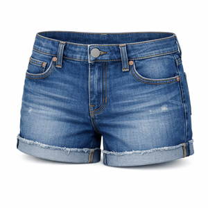 Shorts en jean taille haute 100 % coton pour femme, respirants, décontractés, d'été, avec poches personnalisables, coupe asymétrique vintage - Product Image 1