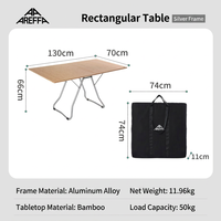 Table pliante de glamping pour l'extérieur - Portable en aluminium et bambou pour pique-nique, repas, cour et balcon, camping