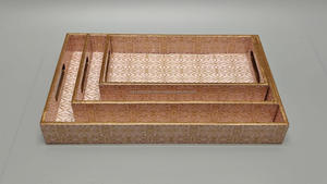 ถาดเสิร์ฟไม้สไตล์มินิมอลพิมพ์ลายออกแบบมาสำหรับขนมและเครื่องดื่มจากอินเดีย - Product Image 4