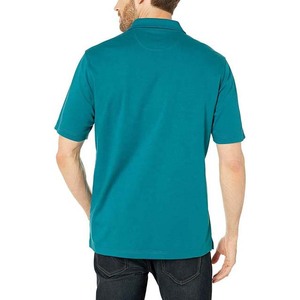 Polo en coton Oxford uni bleu sarcelle pour homme, manches courtes, avec poche poitrine, style décontracté, tissu respirant, coupe classique - Product Image 3