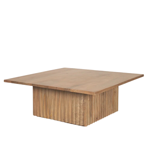 Table basse en bois de manguier massif, design cannelé, finition mate naturelle, style moderne, pour la maison, le bureau ou le salon - Product Image 2
