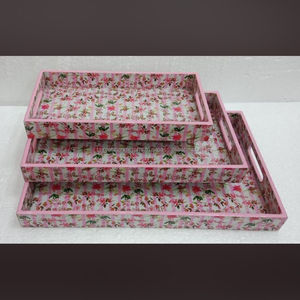 Plateau en bois très exigeant fabriqué à la main ensemble de plateau de service de nourriture imprimé moderne plateau de service en bois de bambou - Product Image 2