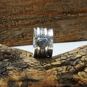 Labradorite <b>Spinner</b> <b>Ring</b> 925 Sterling <b>Silver</b> Handmade Fidget Meditation Jewelry <b>Ring</b> - Product Image 2