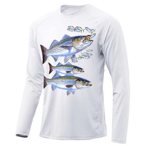 Chemise de pêche à manches longues pour homme, imprimé marlin blanc, UPF 50, anti-UV, polyester, vêtements d'extérieur - Product Image 4