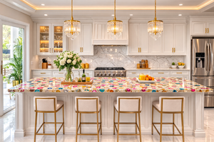 Encimera de Ágata de Piedra Semipreciosa de Lujo, Encimera de Cristal Natural para Isla de Cocina, Encimera de Piedra Preciosa de Color Personalizado - Product Image 4