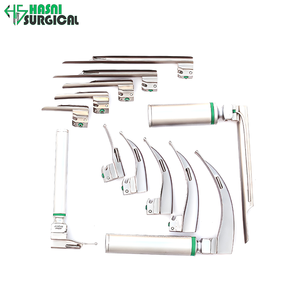 Fournisseur mondial d'instruments chirurgicaux : Ensemble de 12 laryngoscopes à fibre optique Macintosh et Miller avec 3 poignées et étui - Product Image 1