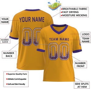 Camisetas de Fútbol Americano Personalizadas de Manga Corta, Impresas, 100% Poliéster, Tela Resistente con Logotipo y Número, Venta al Por Mayor OEM - Product Image 2
