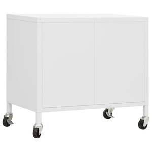 Armoire de rangement moyenne en acier blanc avec roulettes verrouillables pour salon - Product Image 5