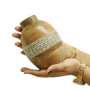 Jarrón de Bambú y Madera Tallado a Mano, Estilo Boho, para Decoración del Hogar, Ecológico, para Bodas - Product Image 3