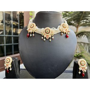Alloy Red Green Choker <b>Set</b> For Women Bridal Wedding Jewelry Indian Ethnic Export Quality - Product Image 1