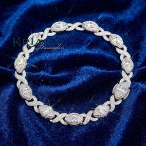 Men's S925 Solid Gold 14k Gold Plated Rhodium Plated Marquise Lab Grown Diamond <b>Statement</b> <b>Necklace</b> Link Chain Luxury Wedding - Product Image 2