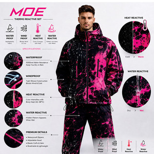 Trendy Pink Thermochromic <b>Zip</b> <b>up</b> <b>Jacket</b> Windbreaker Men's Thermal reactive <b>Jacket</b> Boxy Lightweight Color Changing <b>jacket</b> for men - Product Image 4