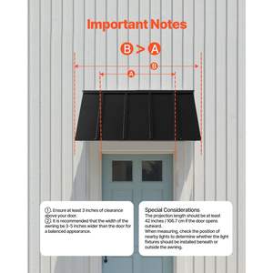 56 X 24-Inch Fixed Metal Awning Stable Triangle Steel Frame Door <b>Canopy</b> Window Entrance for Exterior Sunlight <b>Rain</b> Snow - Product Image 6