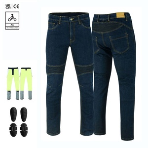 Motorcycle Riding Jeans Mens Blue Indigo Denim Aramid Lined Removable Knee and Hip <b>Protector</b> Pockets Biker Pants - Product Image 1