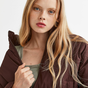 New women Quilted Puffer <b>Jacket</b> Causal Fashion Design Solid Color Drop Shoulder Zipper Closure <b>Short</b> Length Women Puffer <b>Jacket</b> - Product Image 2