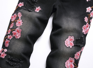Jeans en denim évasés avec broderie personnalisée, ultra-doux, respirants, écologiques, broderie pour femmes, tissu de qualité supérieure, séchage rapide, coton - Product Image 2