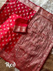 Beautiful Heavy Silk with Weaving work & Khatli-Cutdana Handwork Pallu <b>Saree</b>-<b>Blouse</b> Collection Woman Fashion Manufacturer - Product Image 5