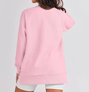 Service OEM Sweat-shirt uni rose à prix avantageux, vente chaude, 100% haute qualité, coupe oversize, molleton épais - Product Image 5