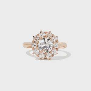 Anillo de compromiso de diamantes de oro macizo de 14K y 18K, diseño de racimo, mosaico geométrico de 11.8mm, corte europeo antiguo, joyería de lujo cultivada en laboratorio - Product Image 5