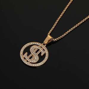 Gold Plated Diamond Pendant Necklace Hip Hop Chain Collar Jewelry for Men and Women Party Wear - Product Image 1