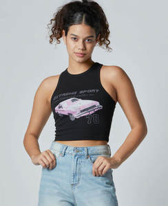 Venta al por mayor de camisetas deportivas sin mangas transpirables con diseño personalizado de cuello cuadrado de compresión de las mujeres Halter deporte gimnasio entrenamiento Crop Top - Product Image 4