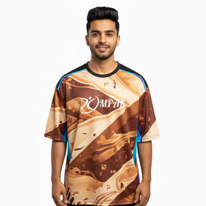 T-shirt Oversize Urbain Grand Format à Sublimation pour Homme – Style Décontracté Streetwear Coupe Classique en Polyester/Coton Séchage Rapide Respirant Tendance - Product Image 1
