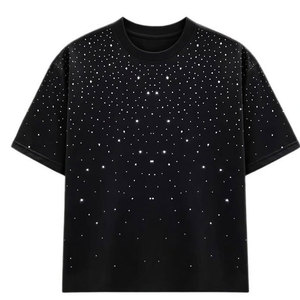 เสื้อยืดแขนสั้นขายดี ผ้าฝ้าย 100% คุณภาพสูง ระบายอากาศได้ดี ผ้าแคนวาสเรียบง่าย สไตล์ลำลอง ประดับเพชรเทียม ดีไซน์ใหม่ ทันสมัย - Product Image 1