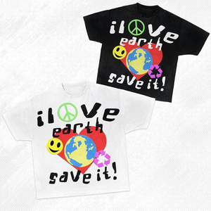 T-shirts graphiques vintage imprimés sur mesure en molleton 100 % coton biologique pour hommes, coupe ample, style streetwear, écologiques, vente en gros 2026 - Product Image 1