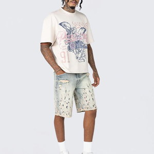 Best Selling Breathable Summer Casual Streetwear Vintage Style <b>Men</b> Denim Shorts Eco-Friendly Custom Logo Embroidery - Product Image 1