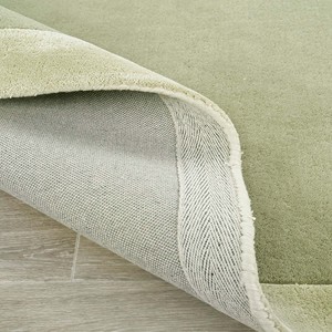 Tapis de luxe moderne en laine de viscose tuftée, vert mousse uni, antidérapant, à poils moyens, doux et moelleux, rectangulaire, pour salon et chambre à coucher - Product Image 2