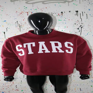 Sweat-shirt à col montant STARS BROWN 100% blanc avec broderie appliquée, col large, CLUSH SPORTS - Product Image 1