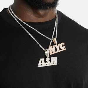 Custom <b>Letter</b> Iced Out Pendant <b>Necklace</b> for Men 925 Sterling <b>Silver</b> Moissanite Diamond Tennis Chain Hip Hop Jewelry - Product Image 2