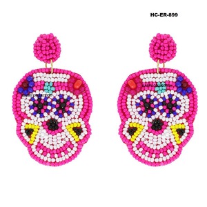 Boucles d'oreilles créoles fantaisie faites à la main pour femmes, avec motif cœur et couronne perlée décorative, bijoux de fête - Product Image 2