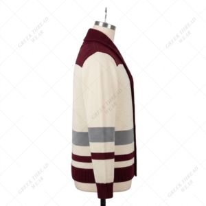 Customized ODM NCCU PEARLED A&T University <b>Men's</b> V-neck Shawl Collar <b>Cardigan</b> Acrylic Letter Pattern Full Sleeve Regular Fit - Product Image 5