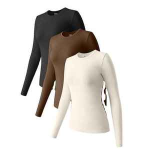 Womens Long Sleeve Tshirt <b>Crop</b> <b>Tops</b> Casual Fall Fashion <b>Tops</b> Basic Slim Fitted Shirts Teen Girl Clothes Manufacturer Clothing - Product Image 2