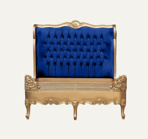 Cama Tapizada Clásica Europea de Lujo con Cabecera Acolchada de Madera de Caoba, Muebles de Dormitorio - Product Image 1